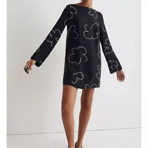 Madewell Shift Mini Dress - Size M - Black and White - Party Dress - Classic